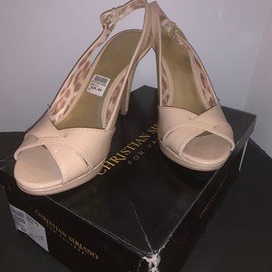 Christian Siriano Nude Peep Toe Heels